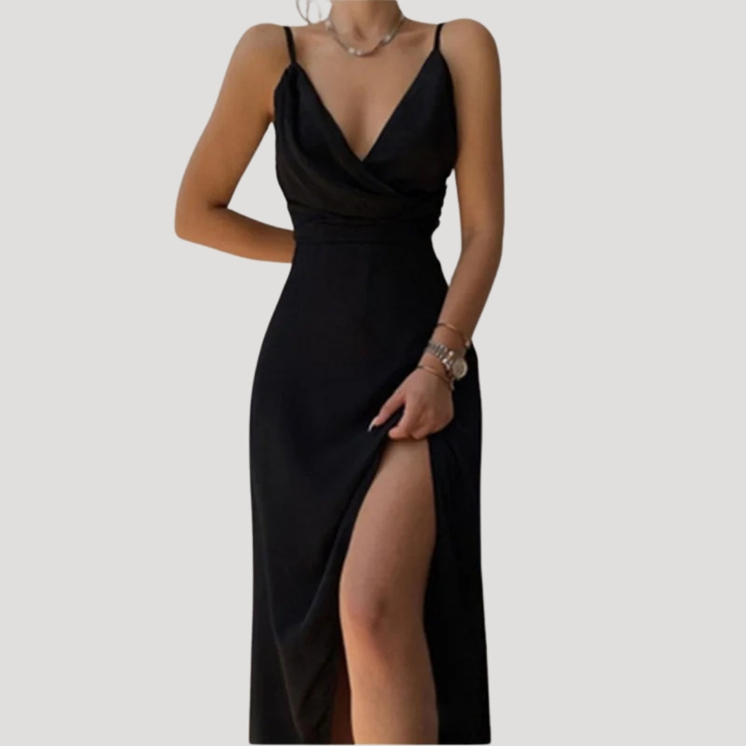 Vera | Women's Wrap Maxi Dress Red V Neck Slit