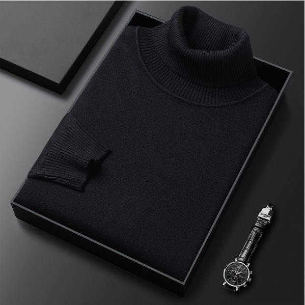 Axel | Men's Turtleneck Sweater Light Blue Ribbed Knit