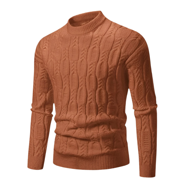 Marco | Men's Cable Knit Sweater Rust Crew Neck