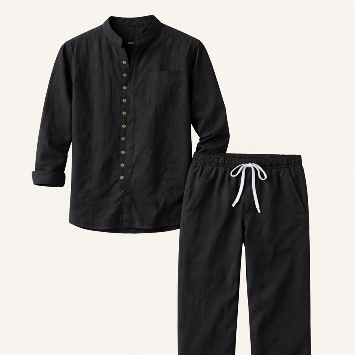 Vail | Men's Lounge Set Pink Linen Shirt Pants
