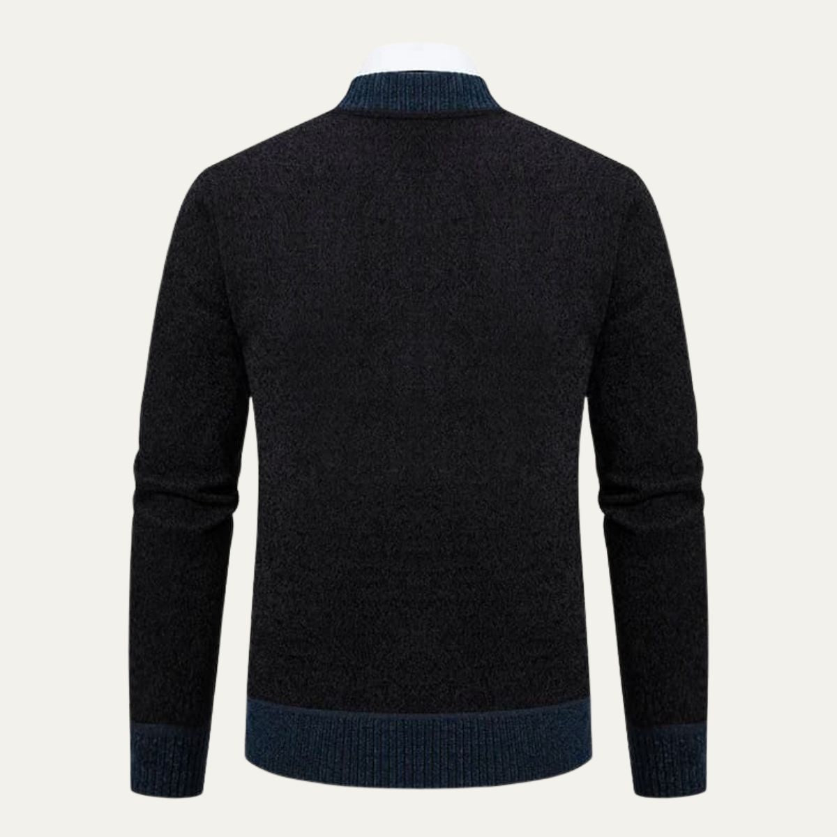 Axel | Men's Cardigan Black Navy Contrast Knit Zip Up