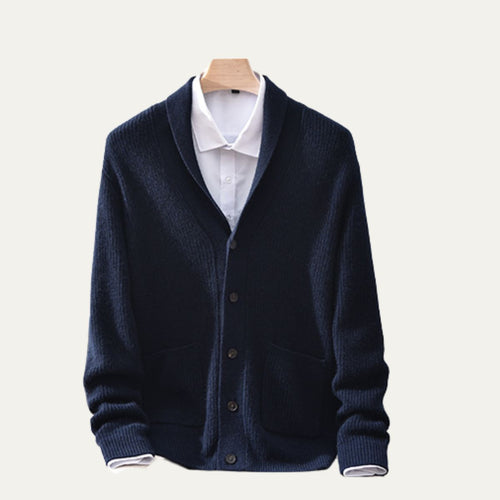 Dama Washington Axel men's cream ribbed cardigan sweater button up pockets - view 2