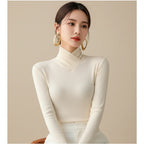 Dama Washington Vera women's turtleneck sweater brown fitted ribbed - view 2