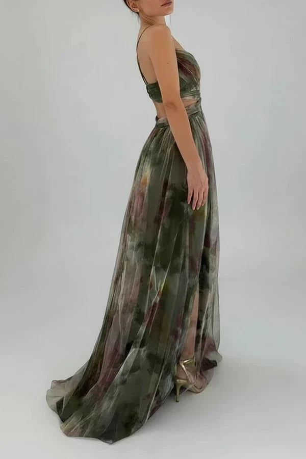 Ines | Women's Chiffon Maxi Dress Multicolor Floral V Neck