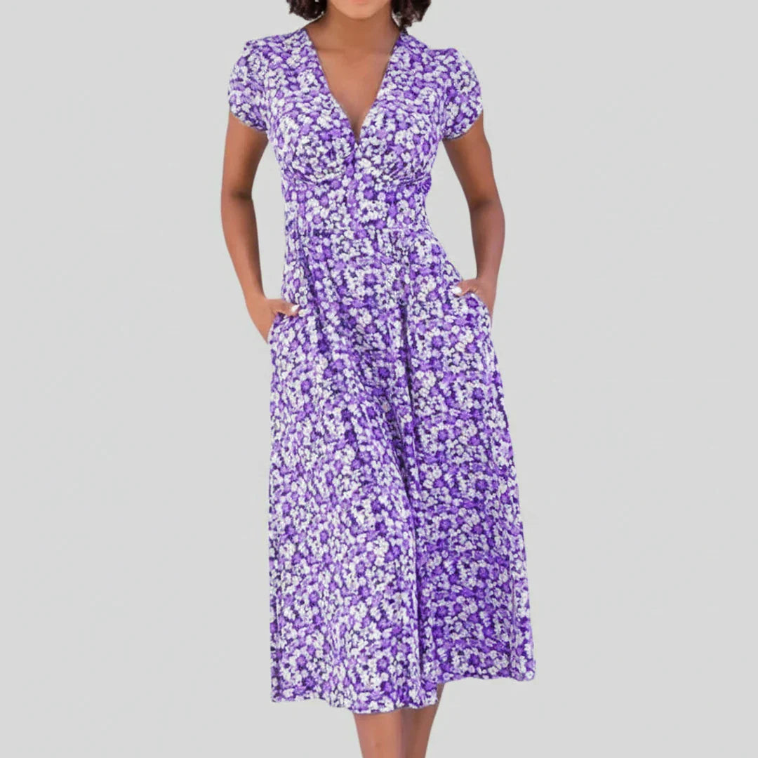 Nola | Women's Sequin Maxi Dress Gold Short Sleeve