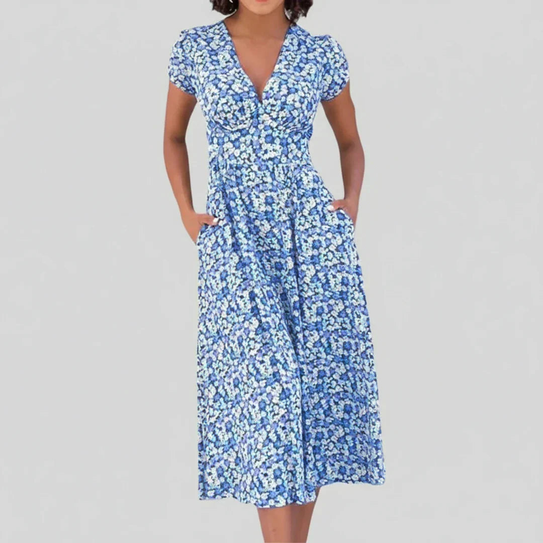 Nola | Women's Sequin Maxi Dress Gold Short Sleeve