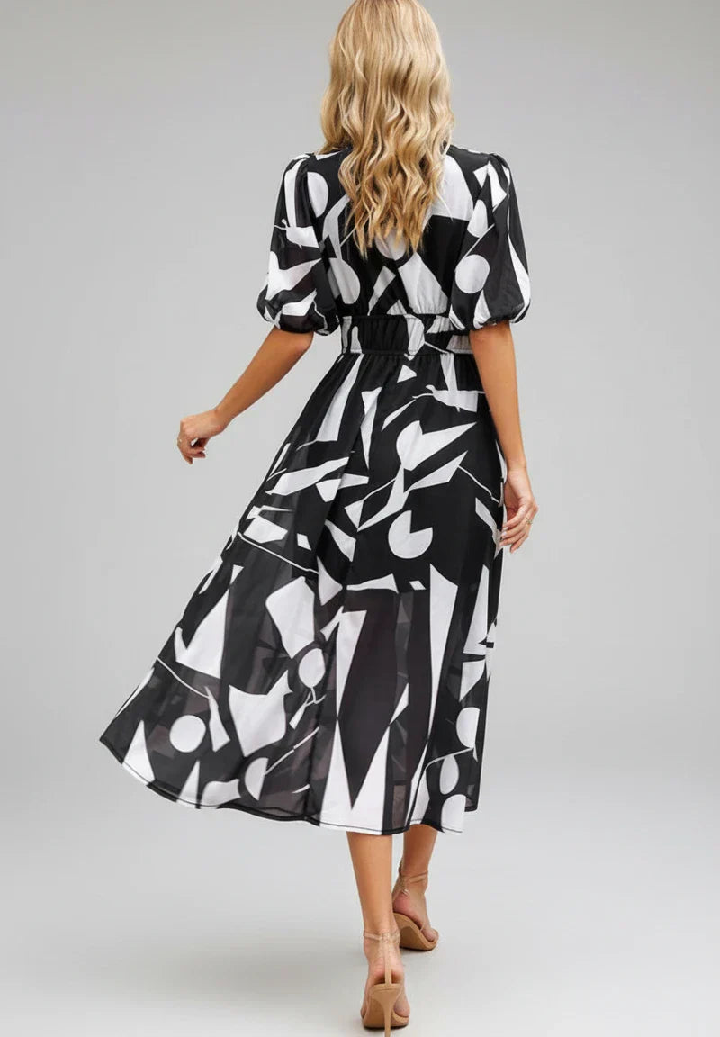 Lena | Women's Floral Maxi Dress Puff Sleeve Cream