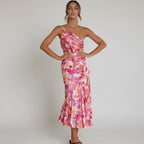 Dama Washington Nina women's floral midi dress one shoulder pink - view 2