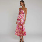 Dama Washington Nina women's floral midi dress one shoulder pink - view 4