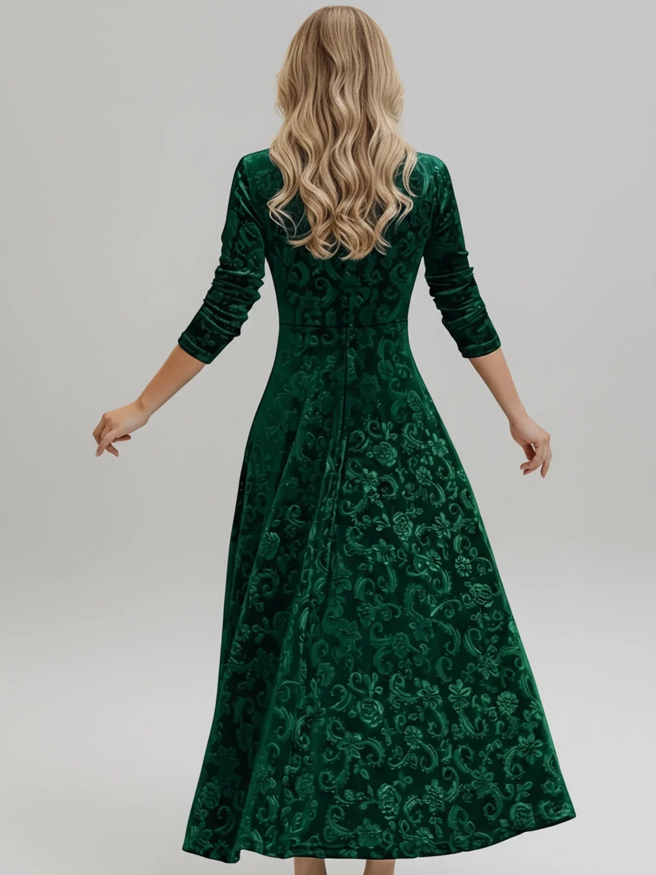Nola | Women's Velvet Maxi Dress Square Neck Burgundy