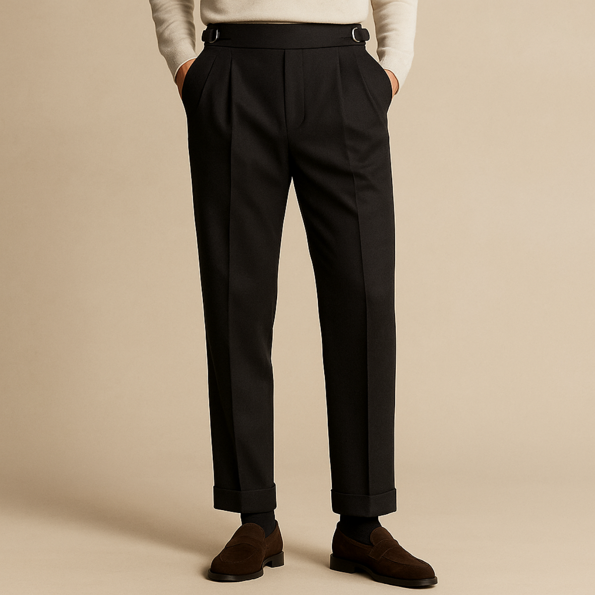 Axel | Men's Pleated Dress Pants Black High Waist