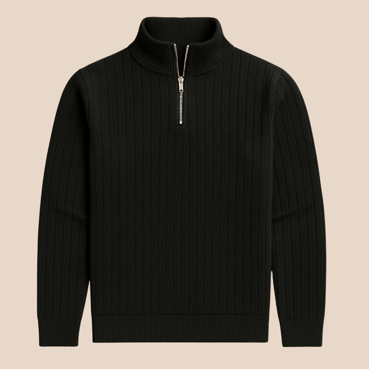 Bram | Men's Quarter Zip Ribbed Sweater Navy