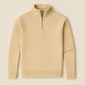 Dama Washington Axel men's quarter zip sweater cream ribbed mock neck - front view