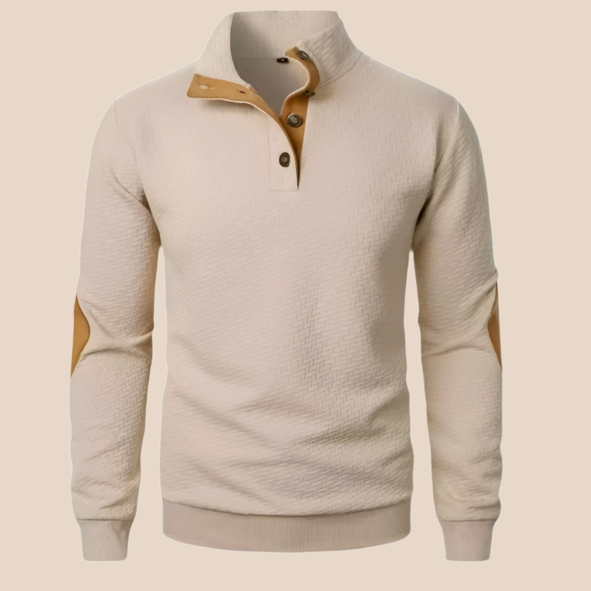 Esme | Men's Quarter Zip Sweater Black Elbow Patch