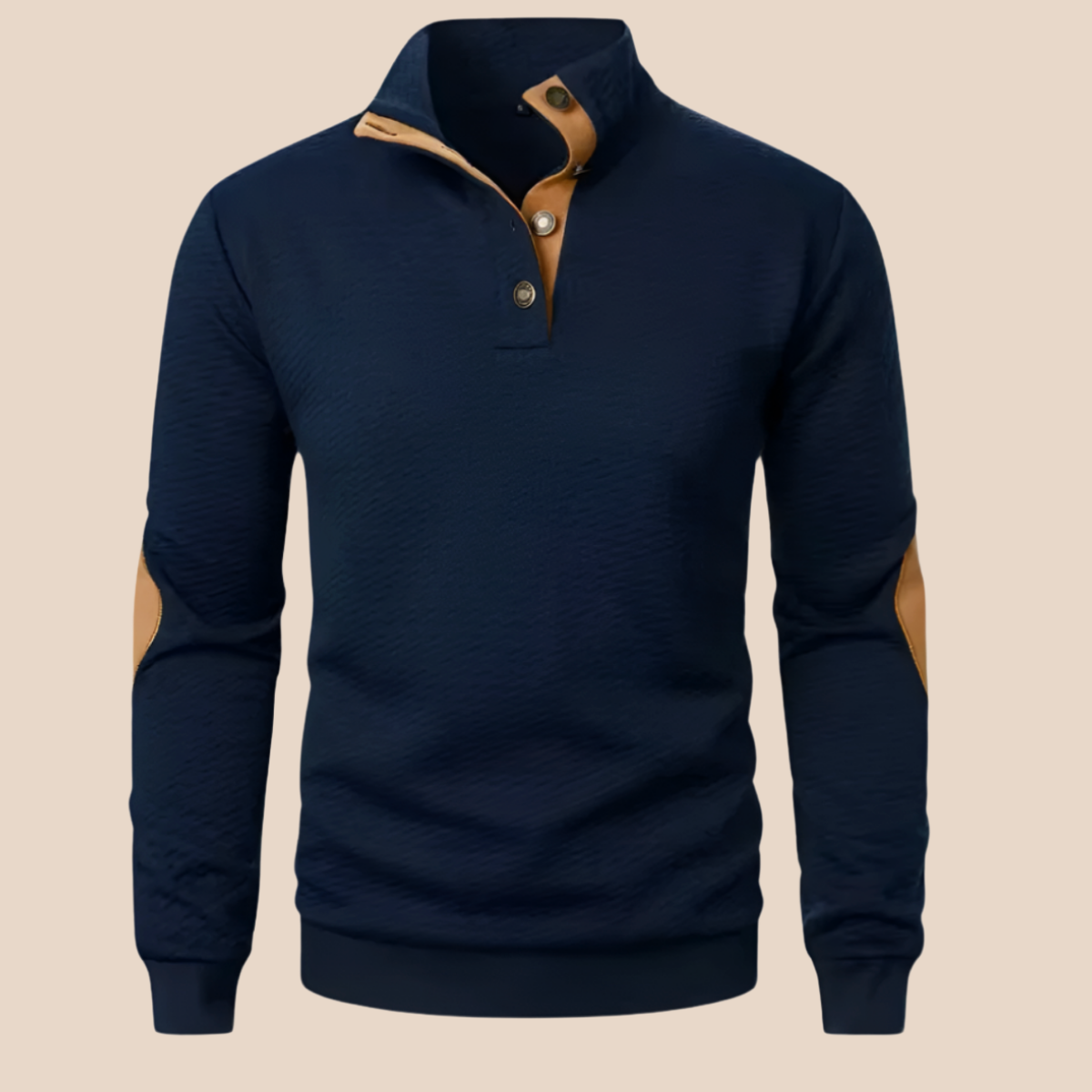 Esme | Men's Quarter Zip Sweater Black Elbow Patch