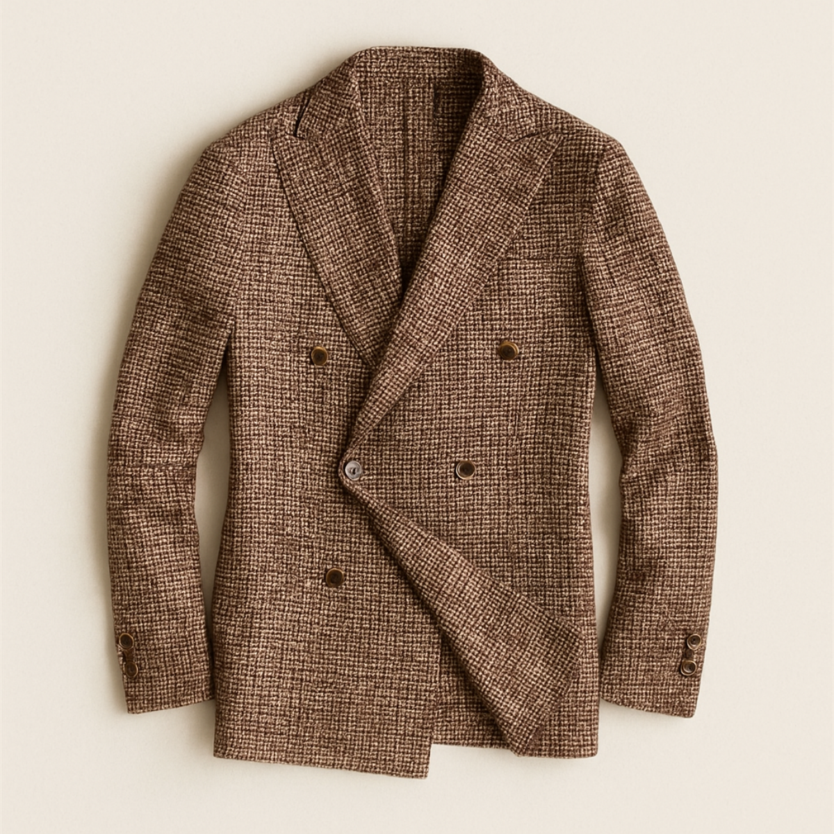 Greta | Men's Tweed Blazer Brown Double Breasted Tailored
