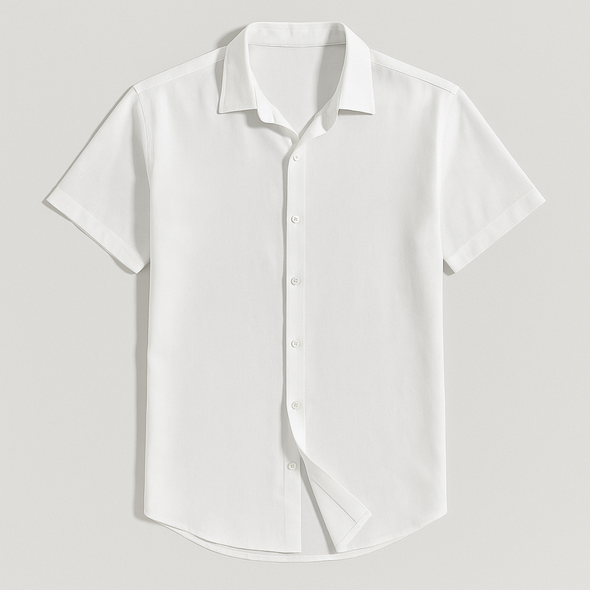 Beau | Men's Linen Shirt White Short Sleeve