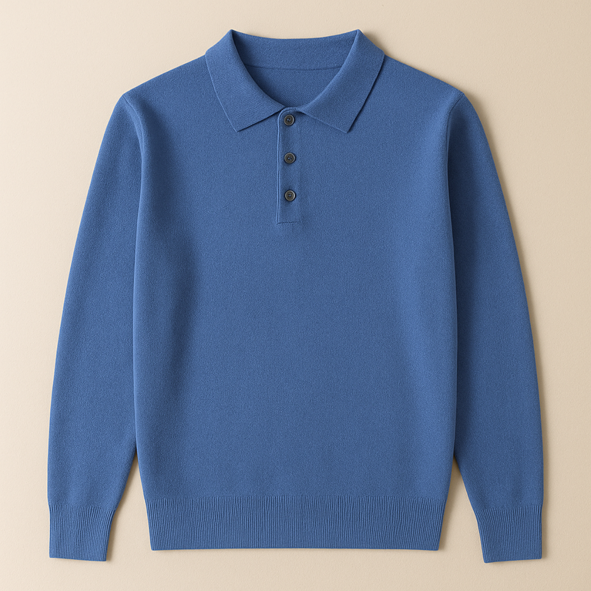 Sable | Men's Knit Polo Sweater Cream Collared