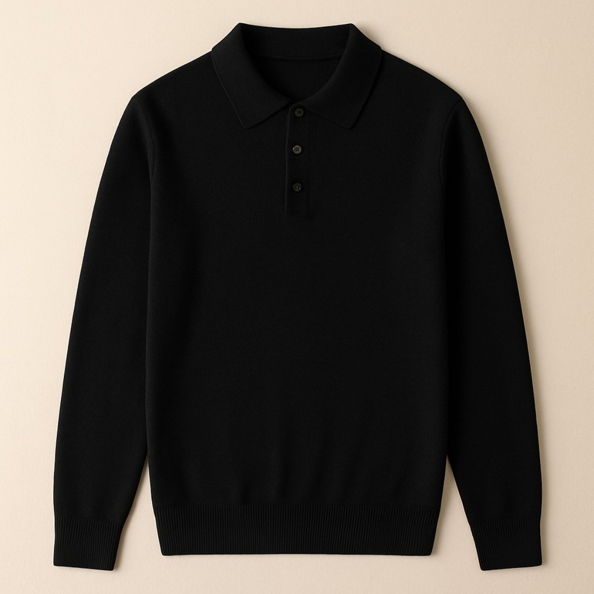 Sable | Men's Knit Polo Sweater Cream Collared