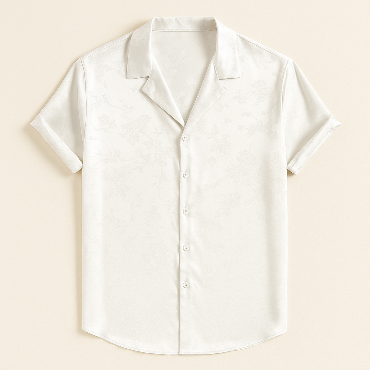Bram | Men's Camp Collar Shirt White Short Sleeve