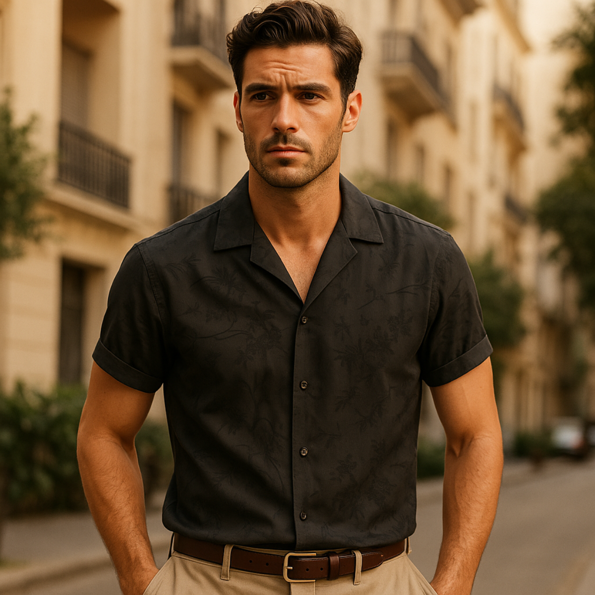 Bram | Men's Camp Collar Shirt White Short Sleeve