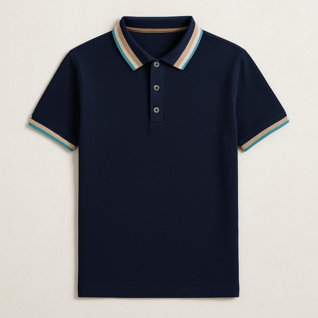 Dama Washington Thea men's striped polo shirt white teal - view 2
