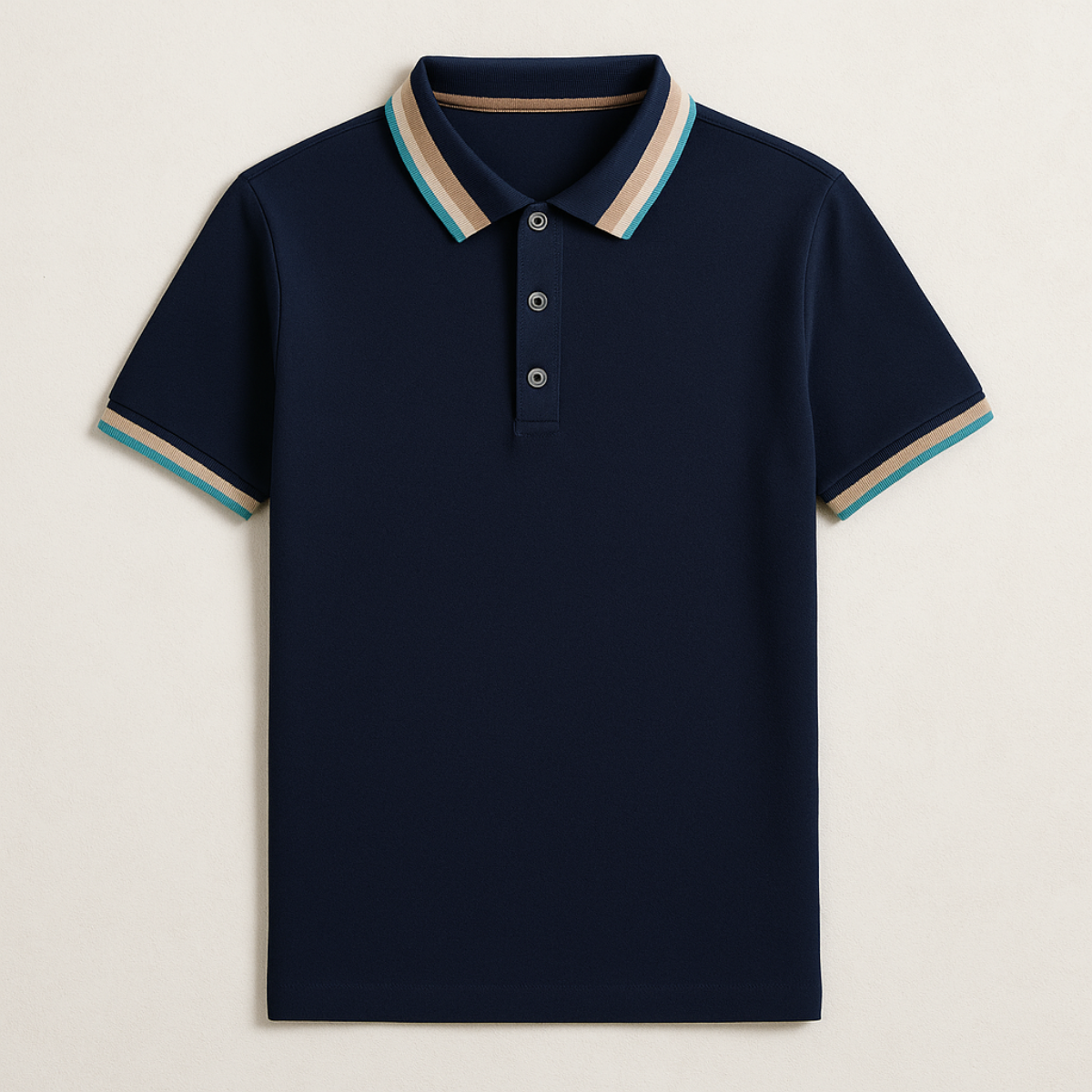 Thea | Men's Striped Polo Shirt White Teal