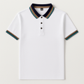 Dama Washington Thea men's striped polo shirt white teal - front view