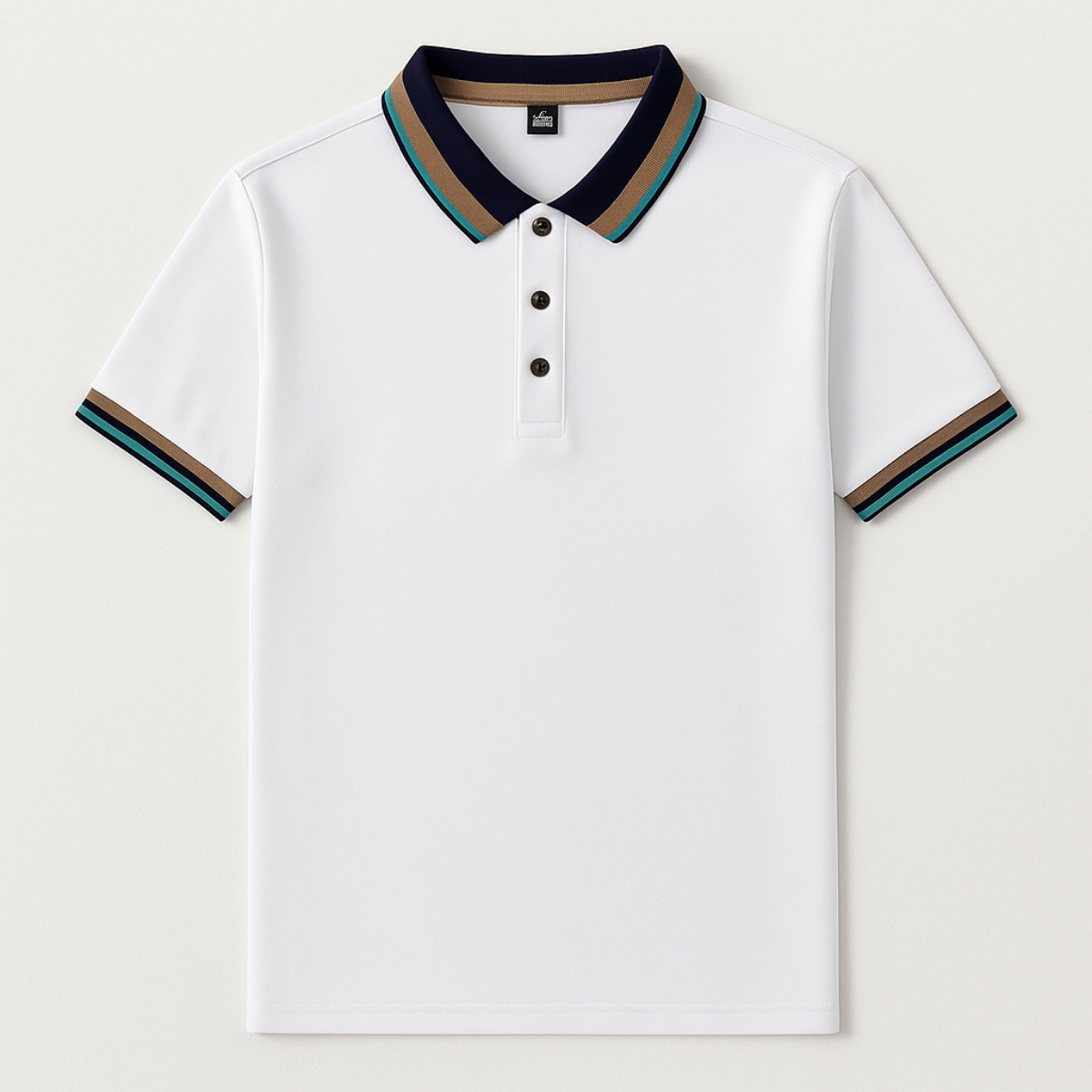 Thea | Men's Striped Polo Shirt White Teal