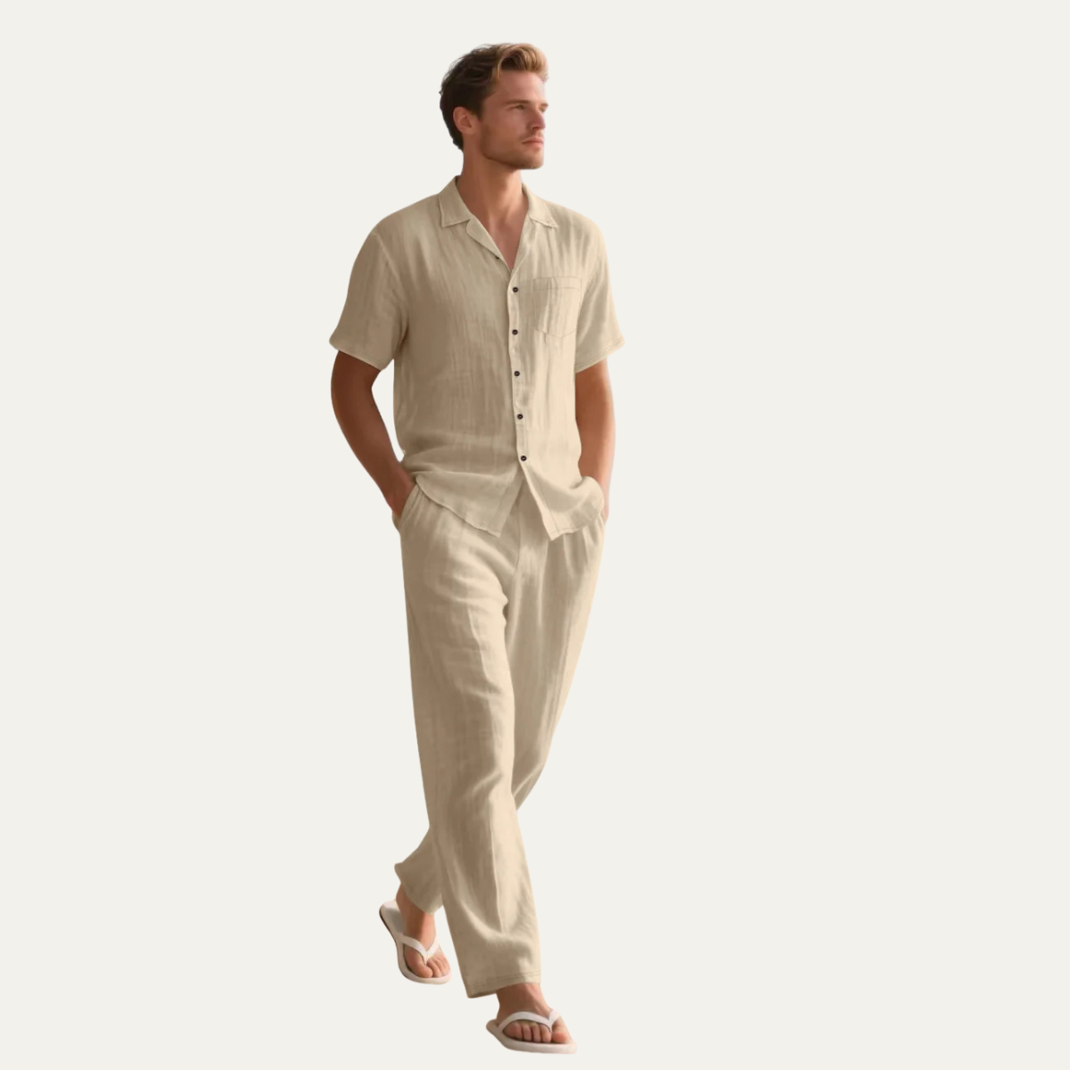 Rowan | Men's Linen Shirt And Pants Set Black
