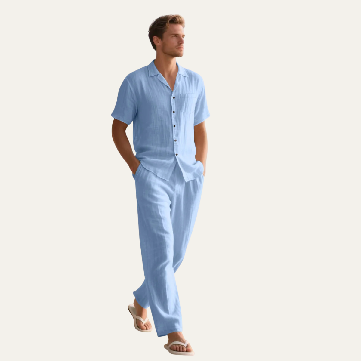 Rowan | Men's Linen Shirt And Pants Set Black