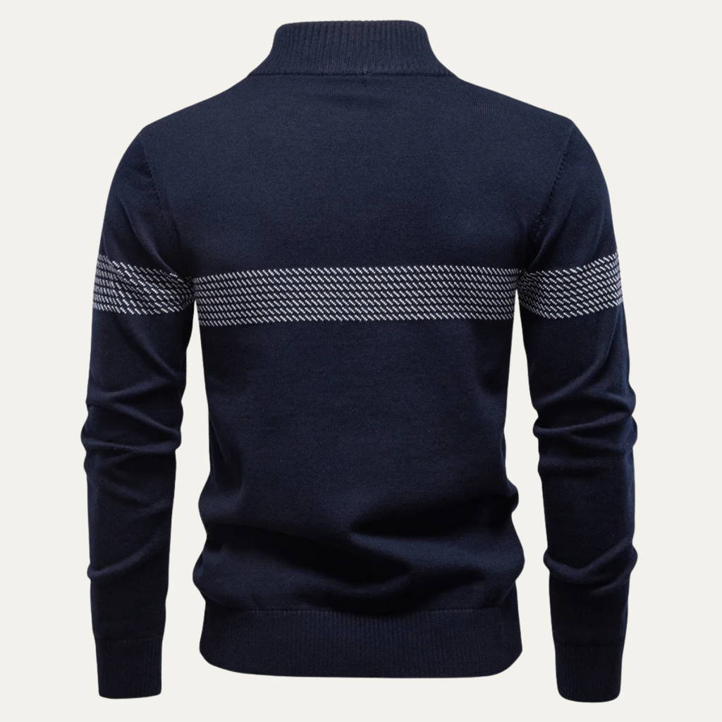 Dama Washington Ivo men's casual quarter zip sweater navy stripe - view 5