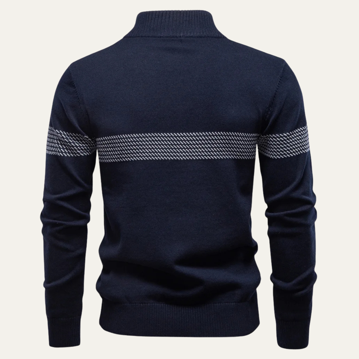 Ivo | Men's Casual Quarter Zip Sweater Navy Stripe