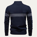 Dama Washington Ivo men's casual quarter zip sweater navy stripe - view 5