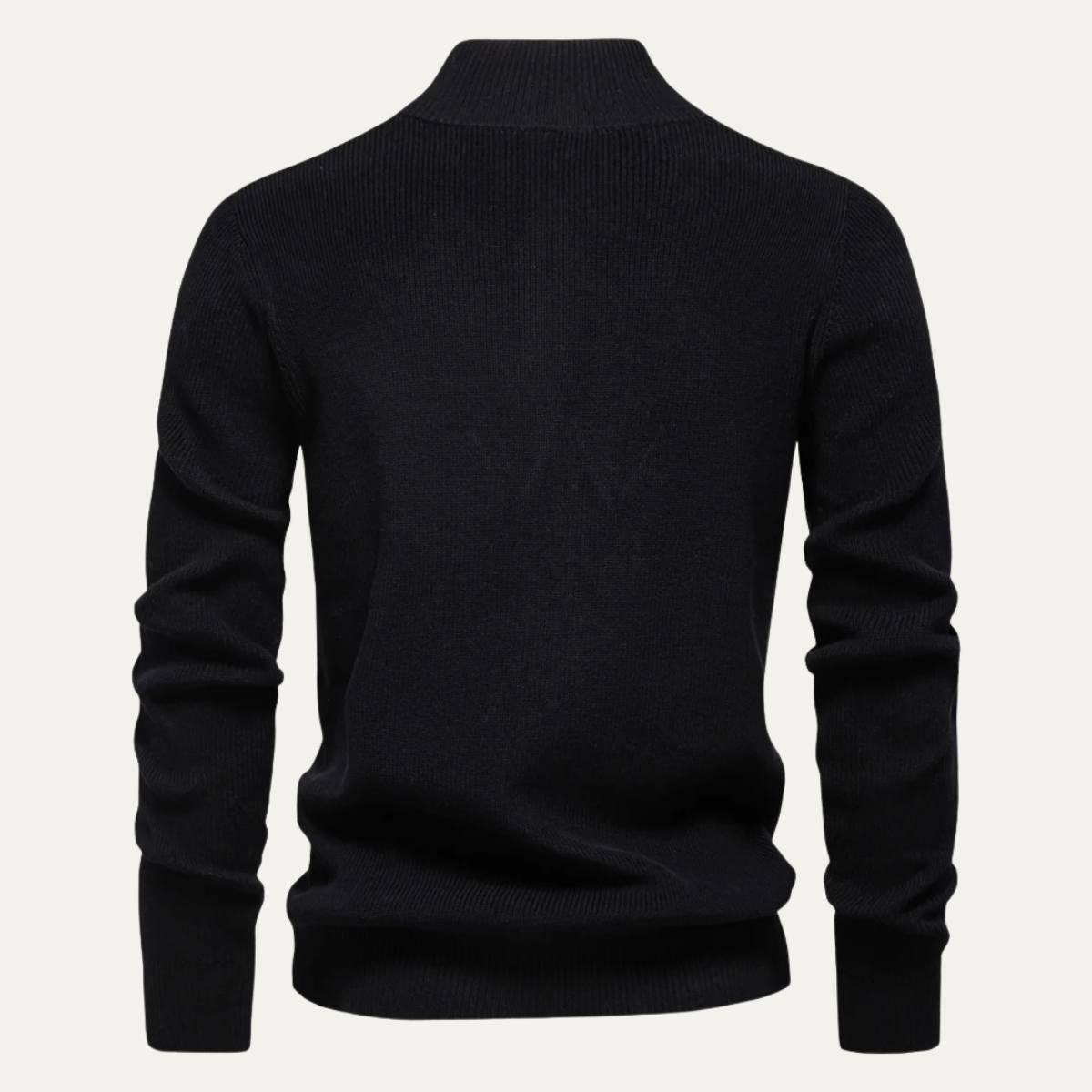 Blake | Men's Quarter Zip Sweater Black Ribbed Knit