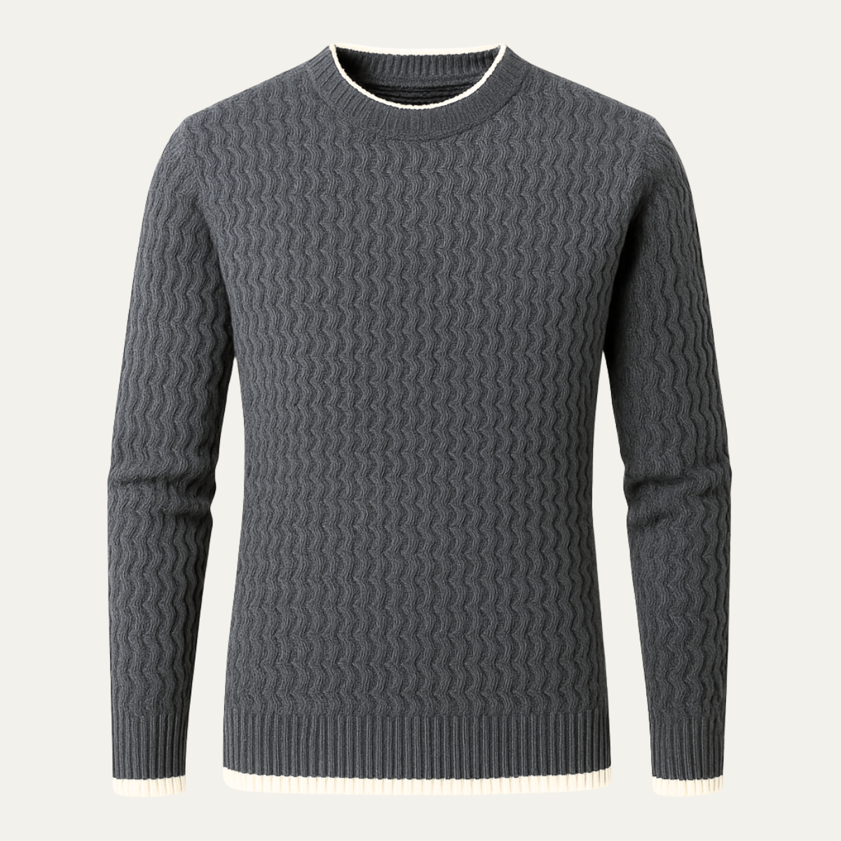 Callum | Men's Crew Neck Sweater Gray Textured Knit