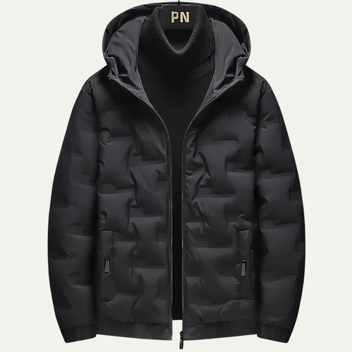 Dama Washington Axel men's puffer jacket black hooded quilted winter coat - front view
