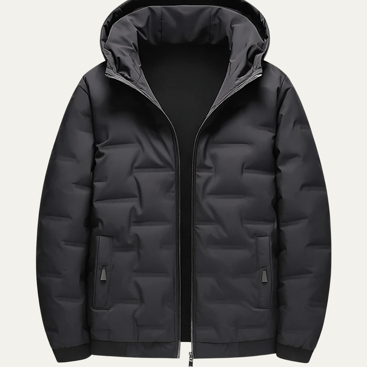 Axel | Men's Puffer Jacket Black Hooded Quilted Winter Coat