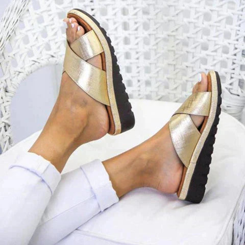 Nina | Women's Slide Sandals White Comfort Orthopedic