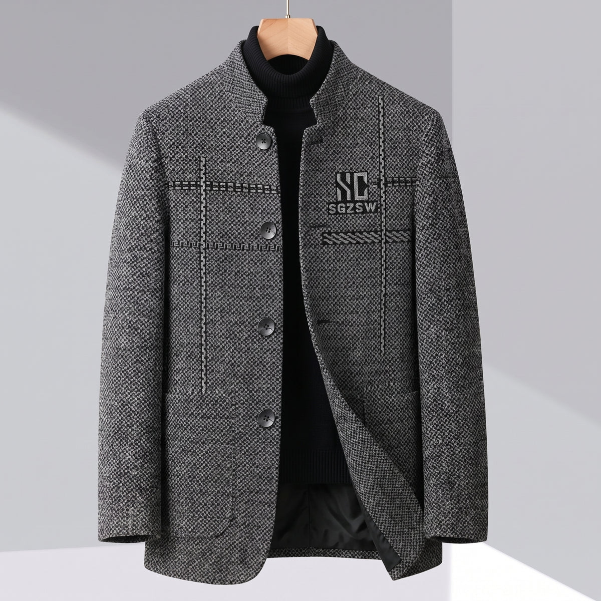 Rowan | Men's Casual Wool Blazer Gray Button Up