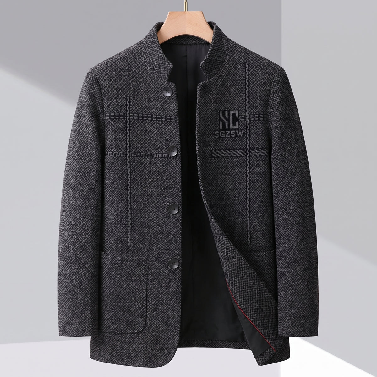 Rowan | Men's Casual Wool Blazer Gray Button Up