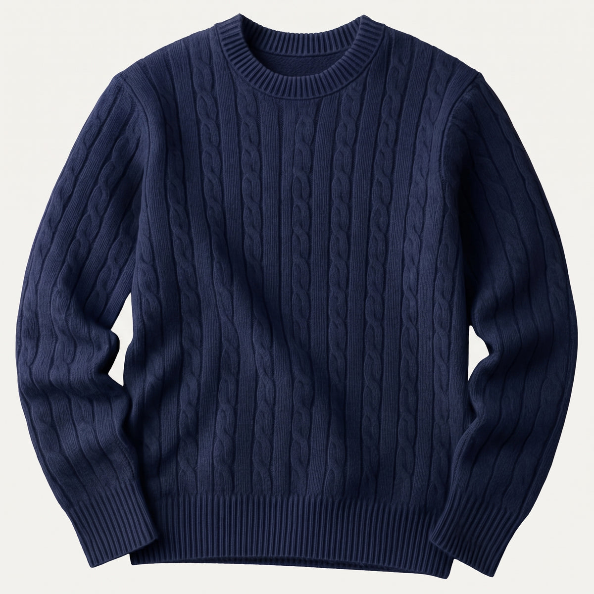 Sage | Men's Cable Knit Sweater Crew Neck