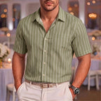 Kai | Men's Pinstripe Short Sleeve Button Up Shirt