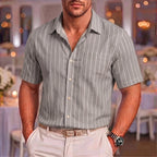 Kai | Men's Pinstripe Short Sleeve Button Up Shirt