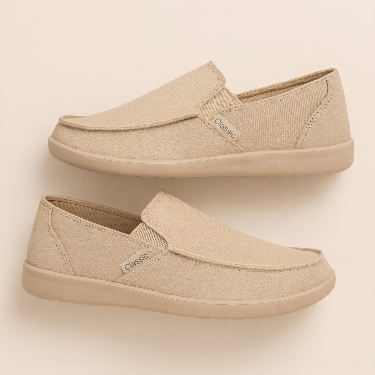 Ines | Men's Canvas Slip On Loafer Gray Comfort Shoes