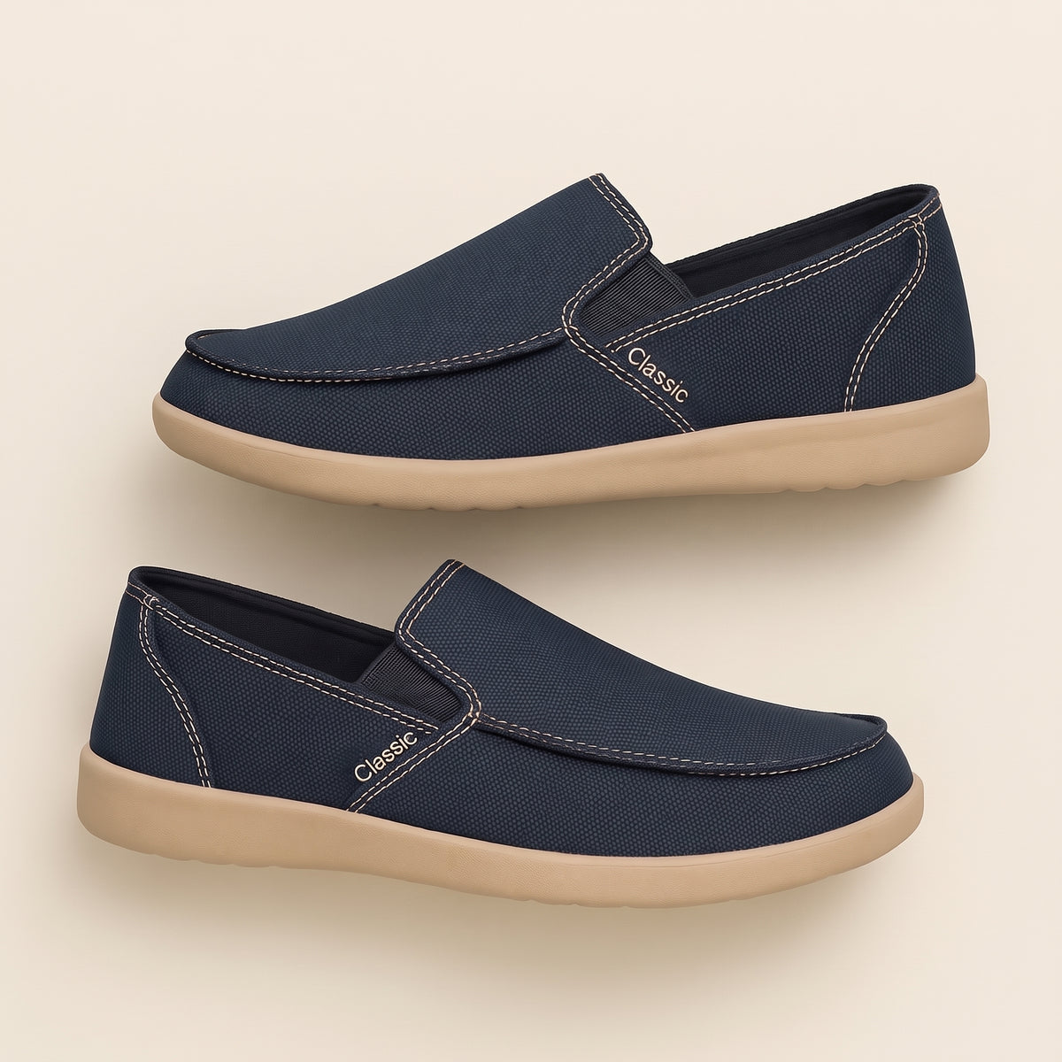 Ines | Men's Canvas Slip On Loafer Gray Comfort Shoes