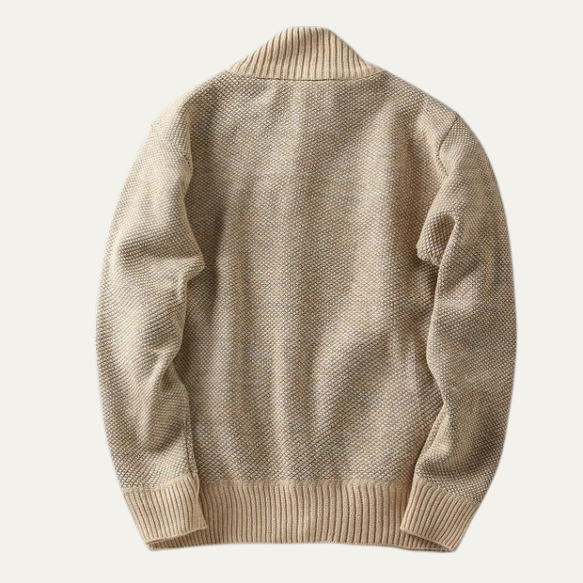 Axel | Men's Chunky Knit Full Zip Cardigan Cream