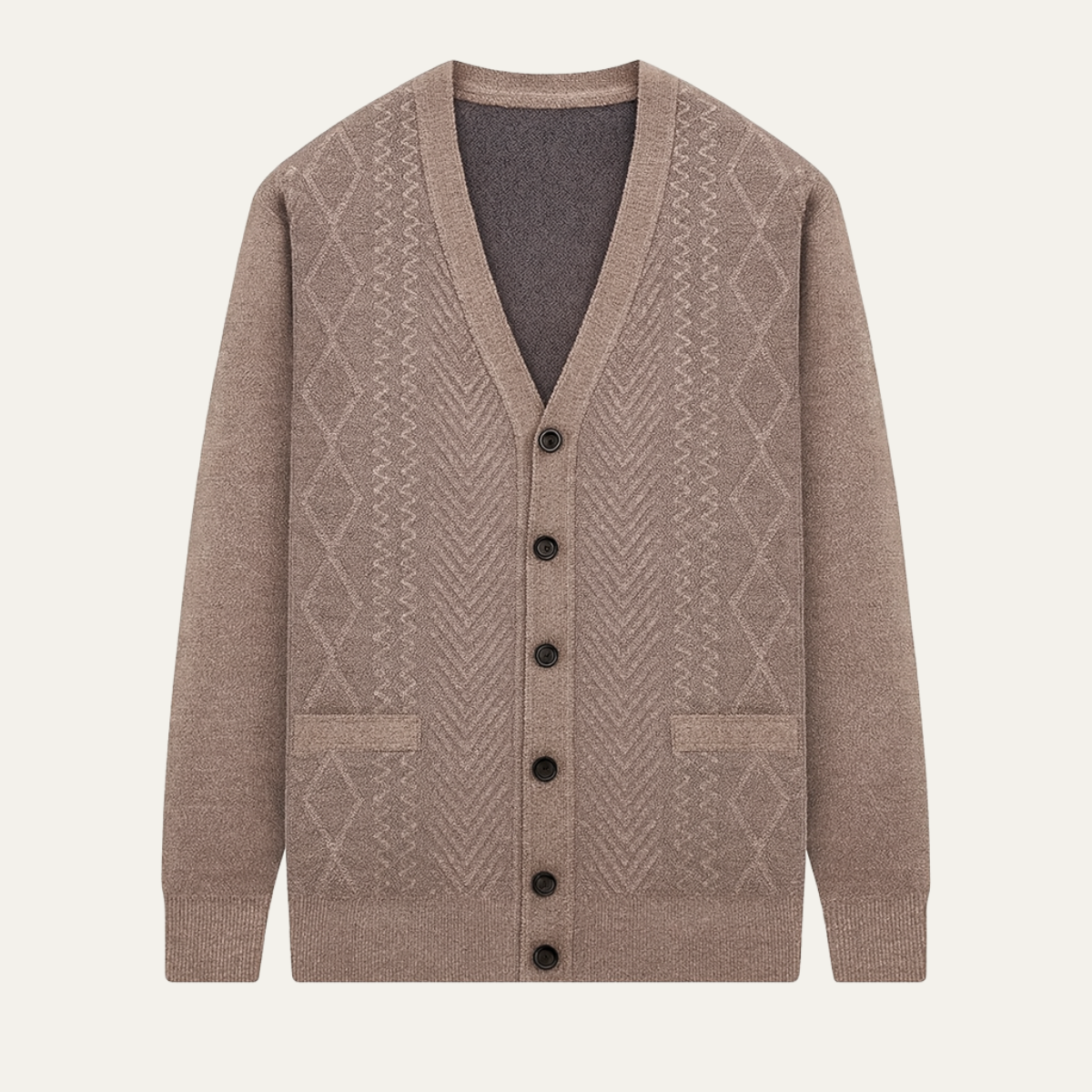 Wyatt | Men's Cable Knit Cardigan Cream Button Up