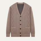 Dama Washington Wyatt men's cable knit cardigan cream button up - view 9
