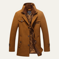 Dama Washington Callum men's smart casual wool blend camel coat with quilted liner - front view